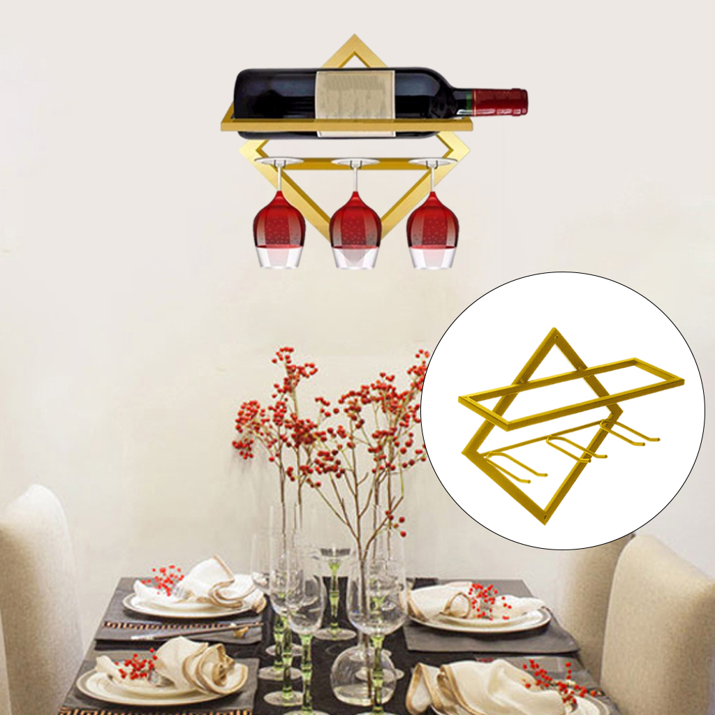 2 Bottle Steel Wall Mounted Wine Holder Simple Hanging Wine Rack Storage Holder Shelf Bar Kitchen Rack Bottle Display Stand