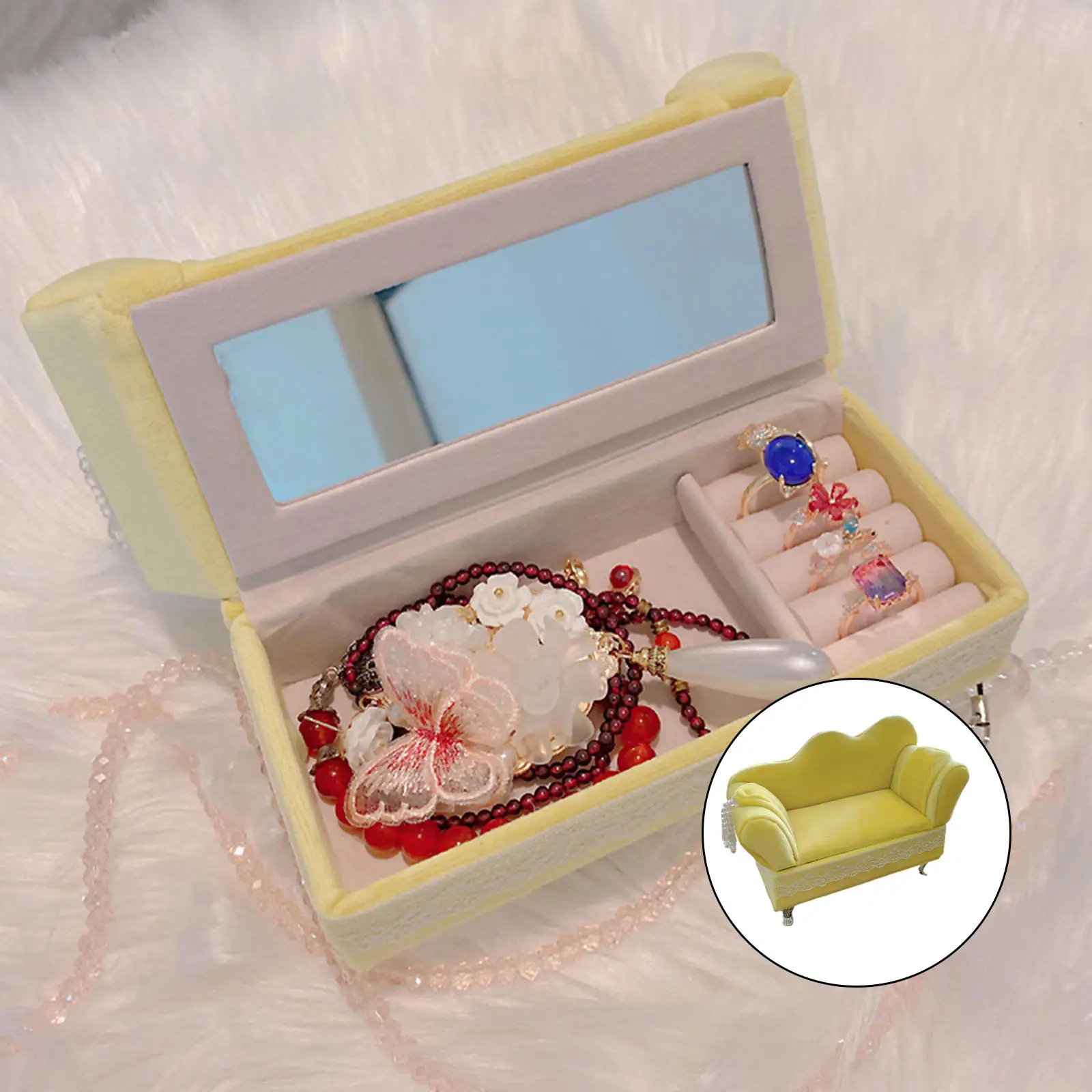 European Style Jewelry Box Display Portable Storage Case Great Gifts for Rings Earrings Girls Women Bedroom Make-up Accessories