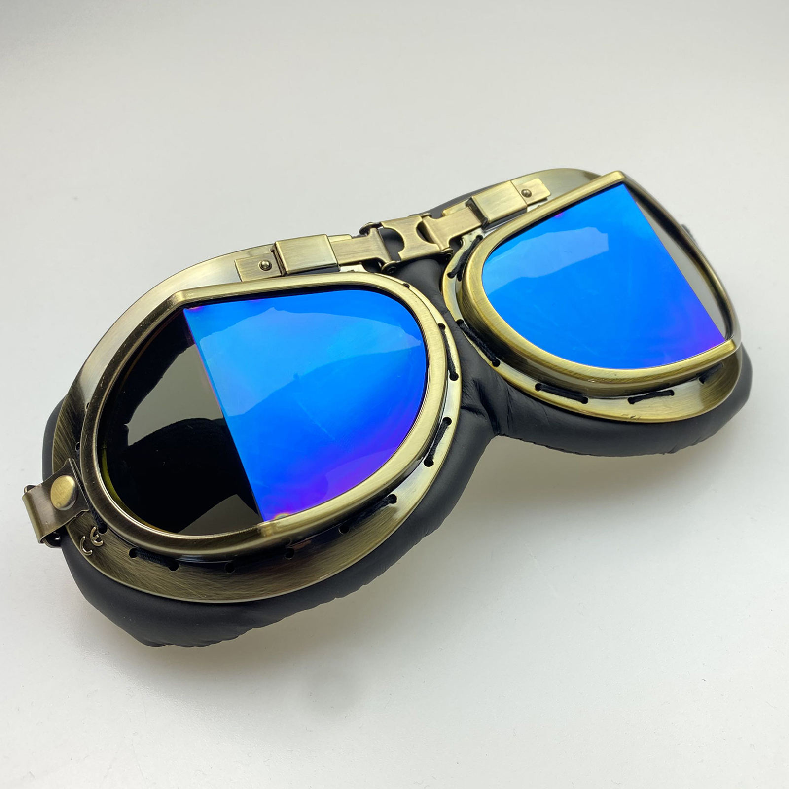Vintage Racing Adult Moto Motorcycle Goggles Eyewear - (Multi-colored)