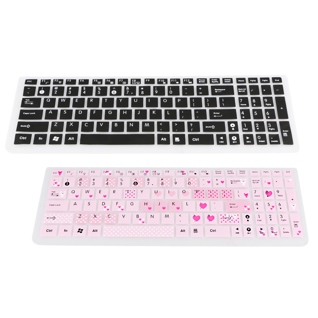 2pcs Folding Keyboard Protector Keypad Skin Dust Dirt Remove Pink & Black