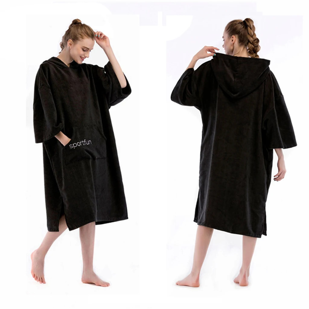 Details about   Men Women Kayak Changing Robe Bath Towel Hooded Beach Towels Poncho Bathrobe 