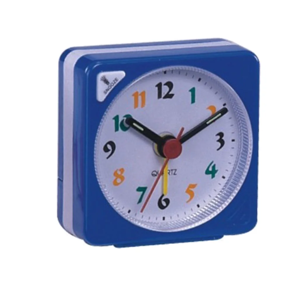 Classic Mini Battery Alarm Clock Small Sauqre Travel Clock With Light And Snooze Function 4 Colors Available