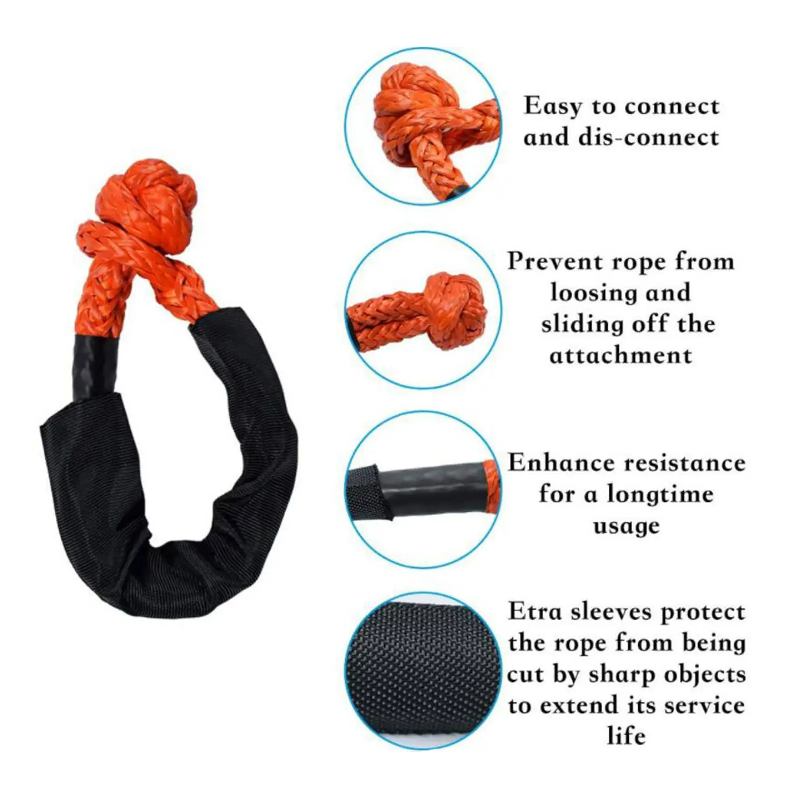 Strength Rope Tow Pull Rope Off-Road Winch Shackle for Car Broke Down