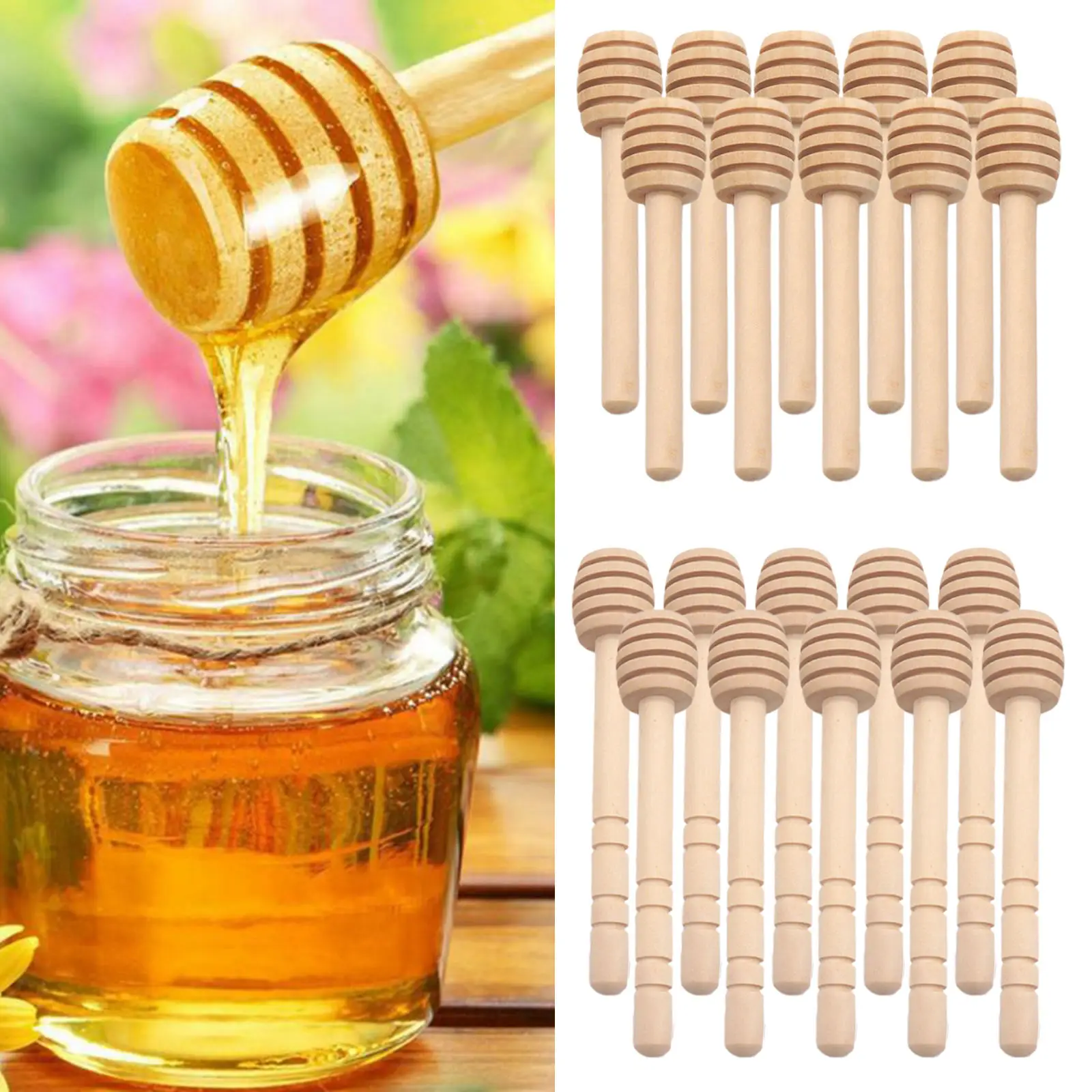 3 inch Mini Wooden Honeycomb Stick 24 Pcs Honey Dipper Sticks Small Honey Spoons Stirrer Stick for Honey Jar Dispense Drizzle Honey and Wedding Party Favors Gift 