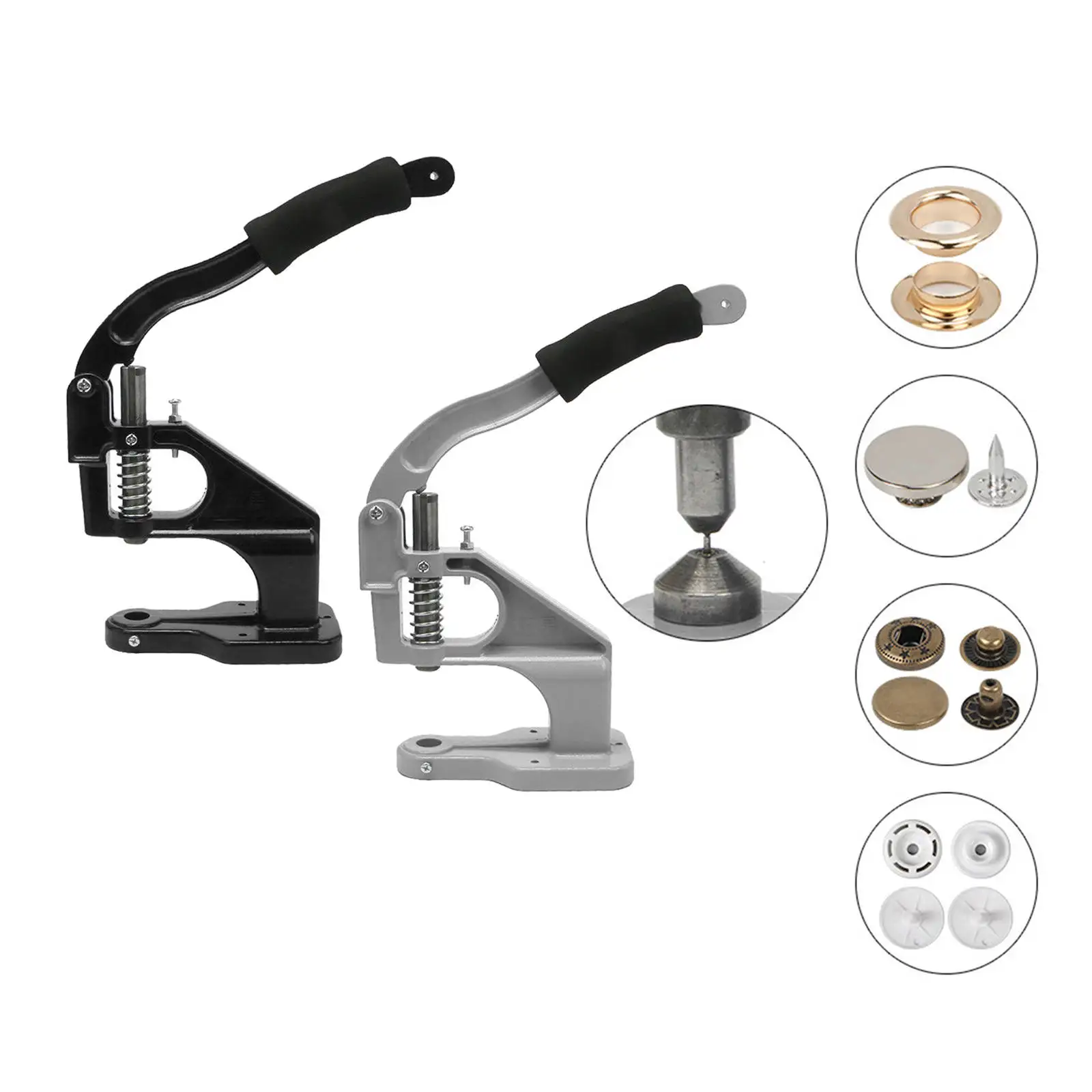 Manual Hand Press Hole Punch Machine for Buttons, Grommets, Snap Buttons, Rivets, Eyelets, Pearl Rivets, Fabric Covered Buttons