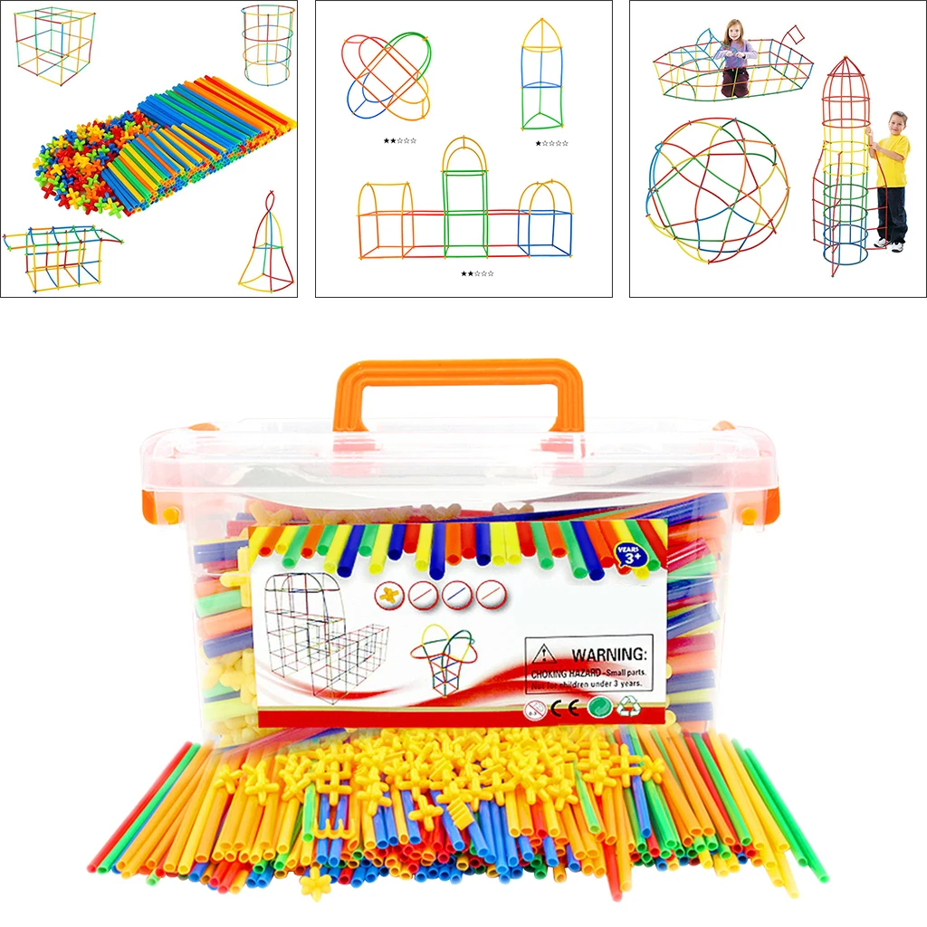 4D Kids Building Construction Toys 100Pcs Plastic Straw Builders Connectors DB 