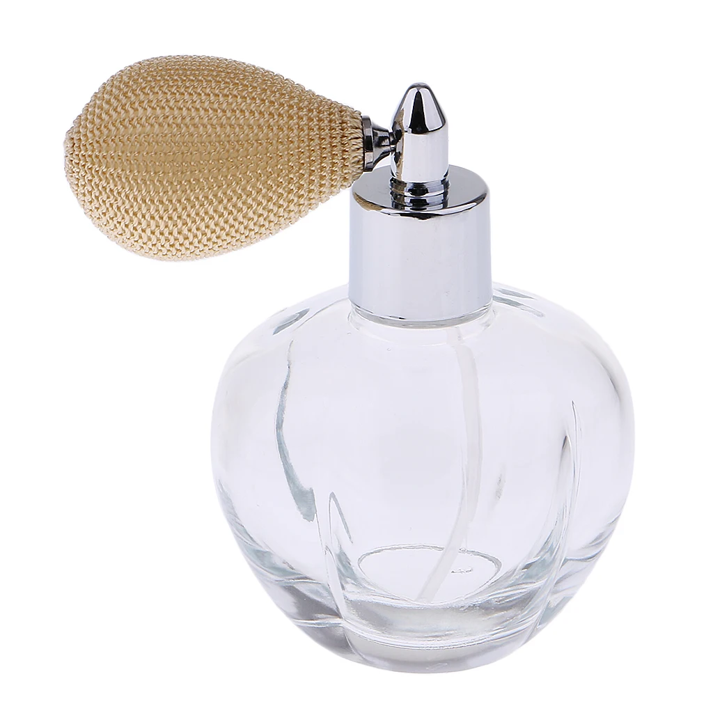Clear Vintage Crystal Perfume Bottle Refillable Short Spray Atomizer 100ml