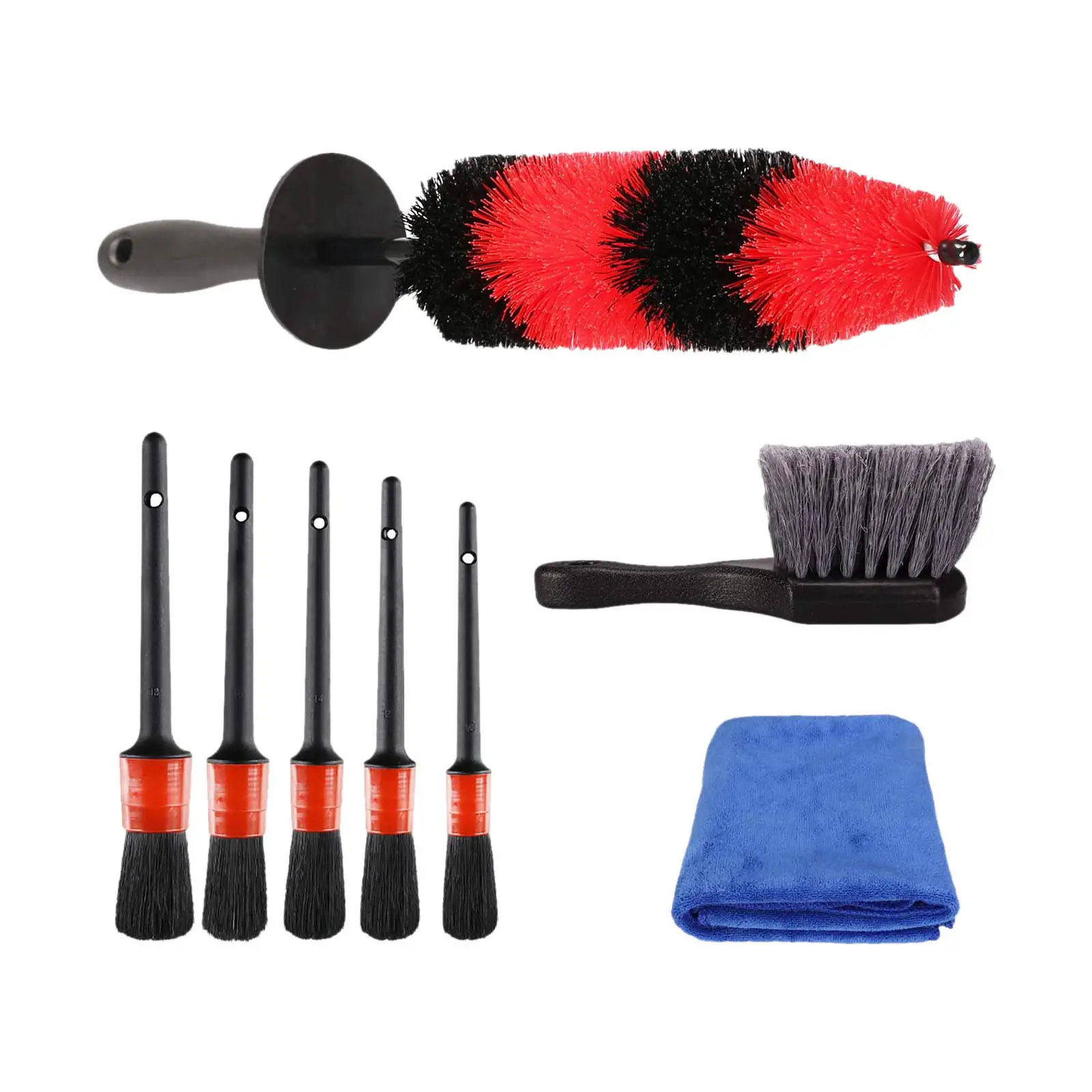 8PCS Wheel & Tire Brush Car Detailing Kit Automotive Brush for Car Alloy Wheel Air Vent Interior Exterior