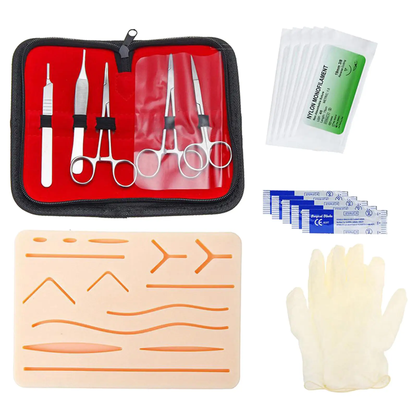 Suture Practice Kit Human Skin Suture Pad for Practicing Teaching Prop Needle Medics Students Suturing Training Kit