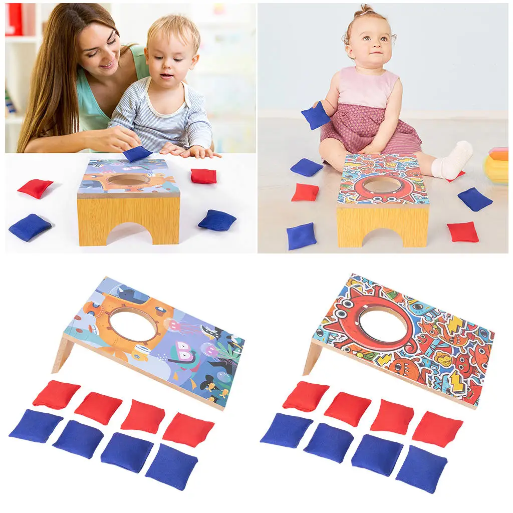 Sandbag Game Throw Target Wood Interactive Sport Portable Cornhole Board Sacks for Children Home Toy Toss Game Kit Gift
