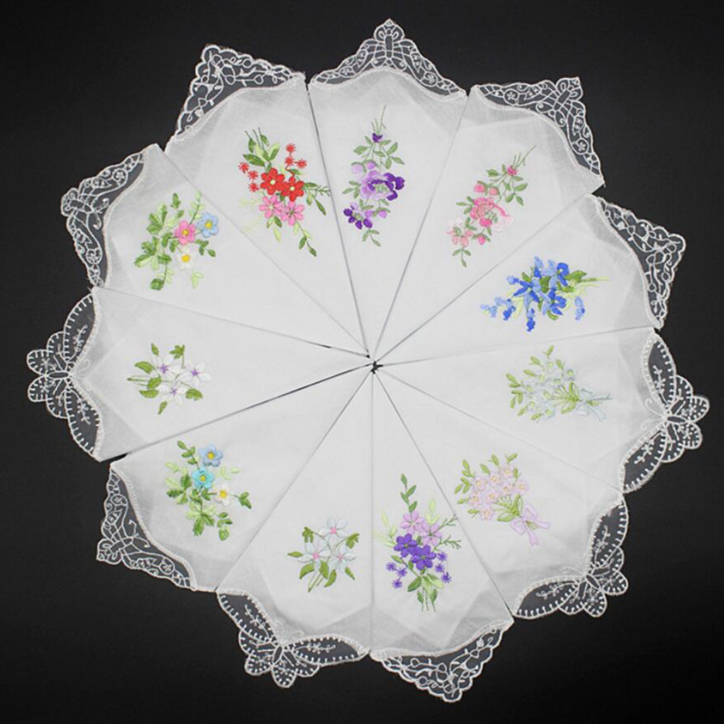 5x  Handkerchief Embroidery Pattern Decoration Wedding Birthday Valentine's Day