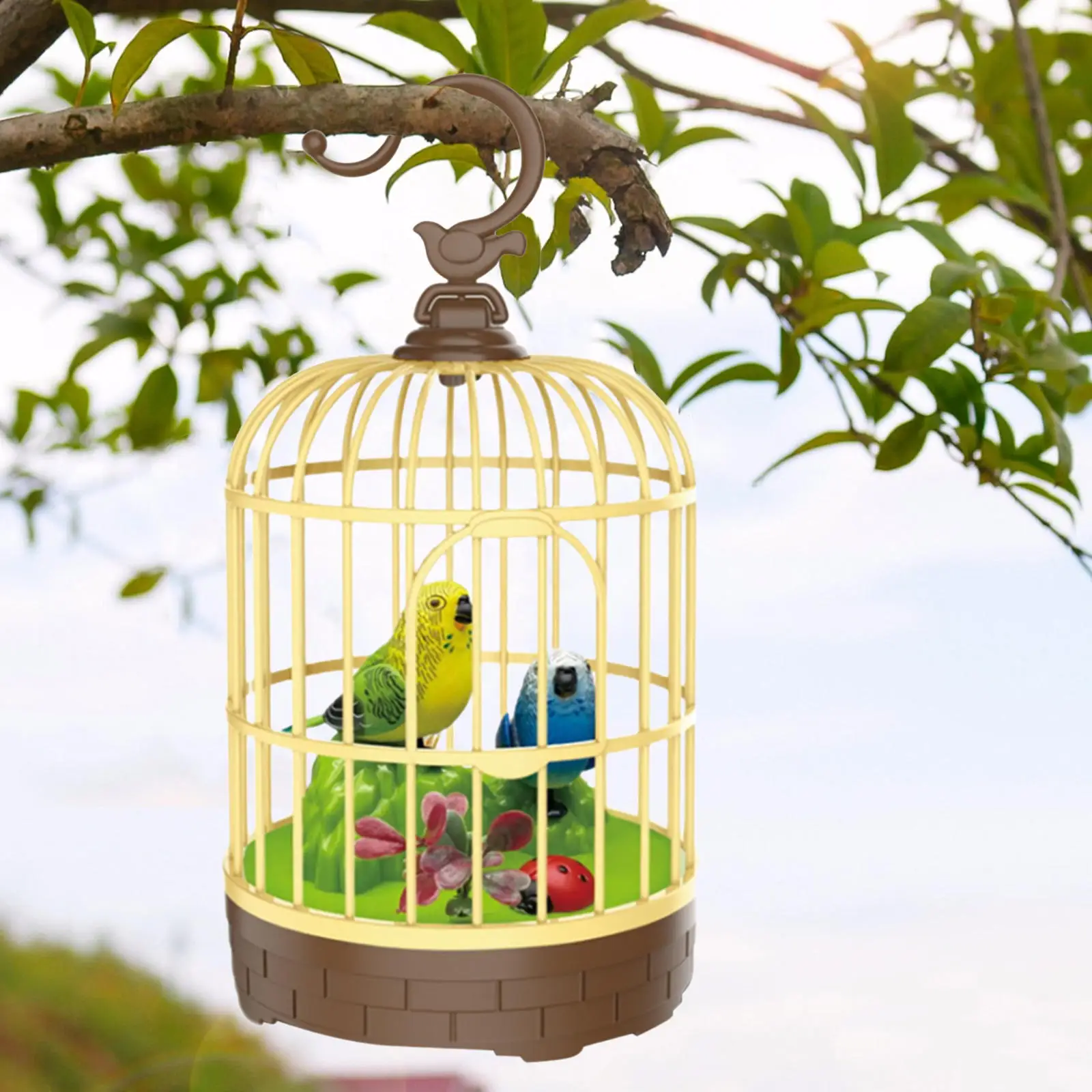 Recreation Mini Funny Singing Chirping Sound Activated Pet Home Decor Gift Bird In Cage Toy Battery Operated Children Kids