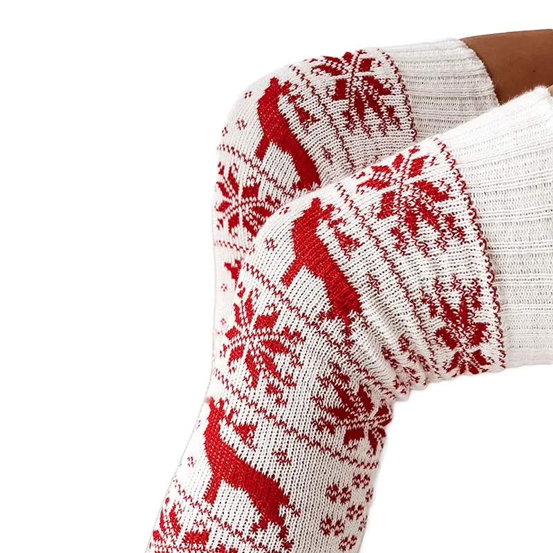 Women Snowflake Print Christmas Knee Socks