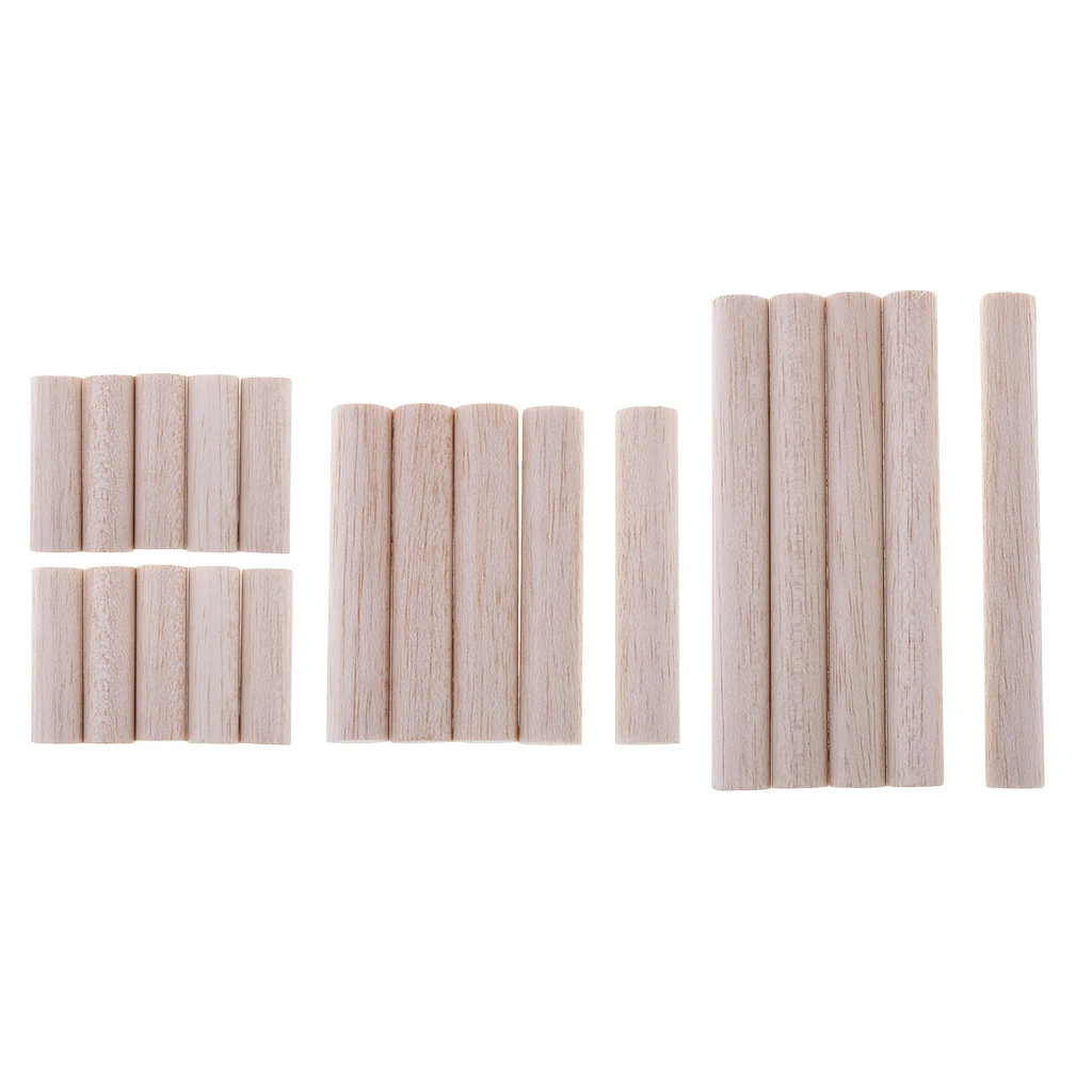 Pack 5 / 10 15mm Thick Wooden Dowel Rods - Unfinished Balsa Wood Dowels For Crafts & Woodworking, Building Model, DIY Airplane