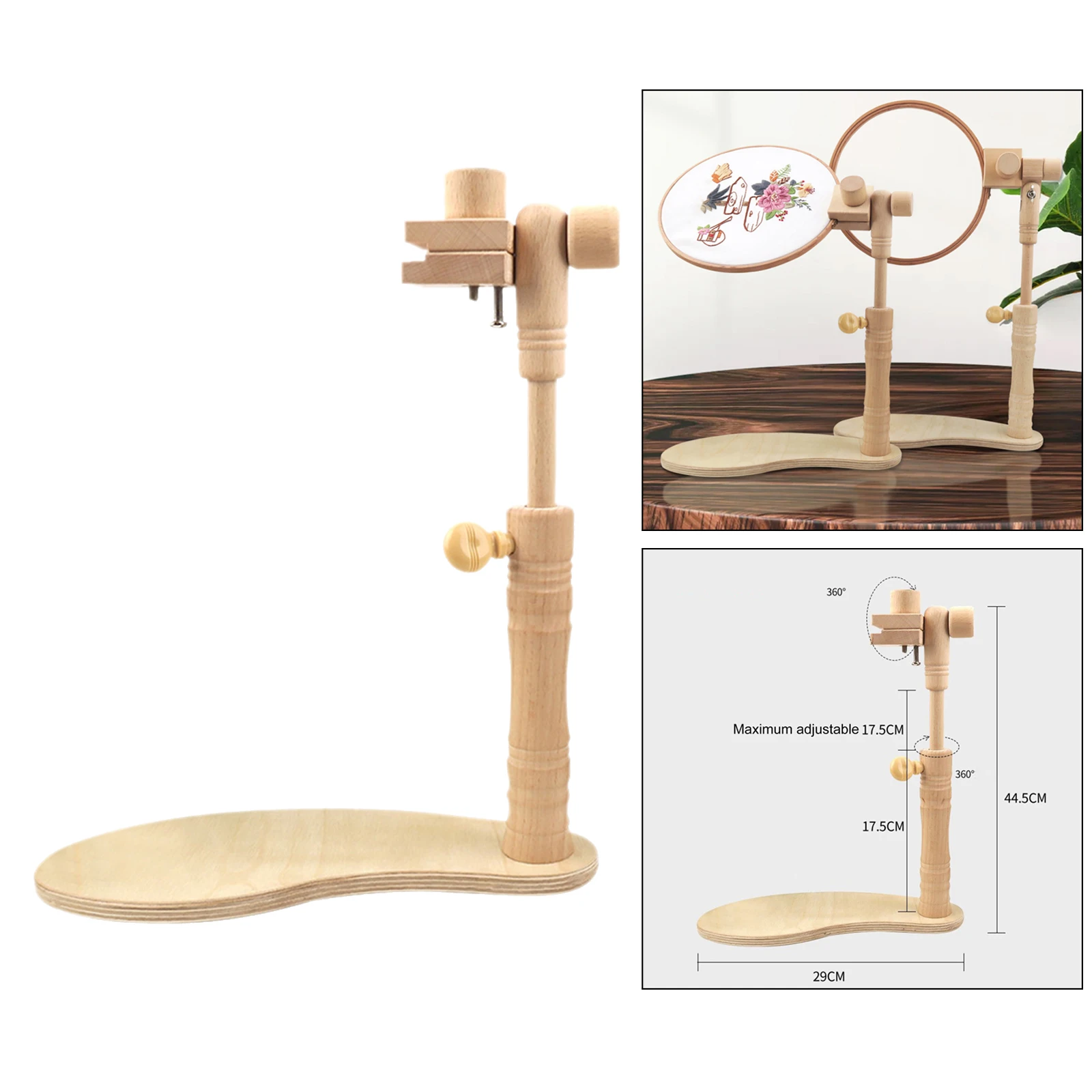 Adjustable Wooden Embroidery Lap Stand Tapestry Frame Cross Stitch Rack Holder Tabletop DIY Sewing Hoop Tools
