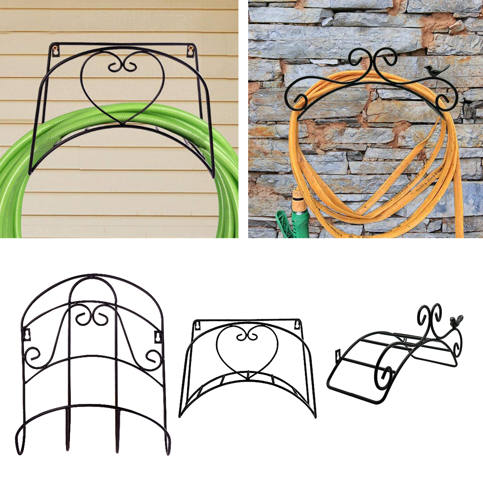Iron Graden Hose Holder Storage Pipe Hanger Home Garage Organizer Bracket