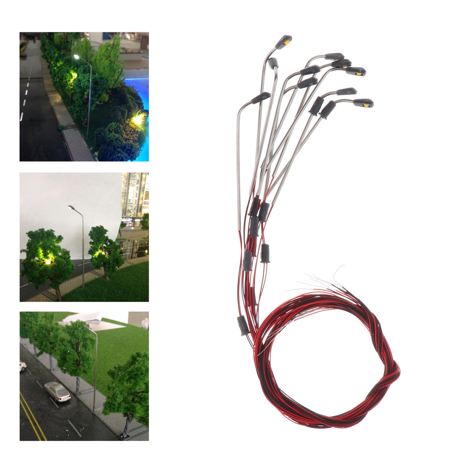 10x Railroad Scenery LED Light Garden Architecture Landscape Lamppost 1:500