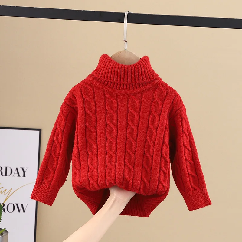 LIGHFOOT Baby Kids Boys Girls Long Sleeves high Collar Twist Knit Sweater Keep Warm for Christmas for Christmas