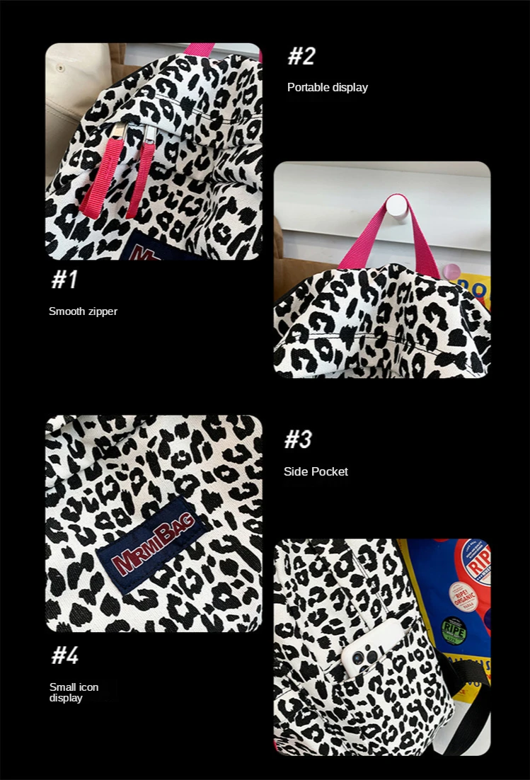 Women's Backpacks Leopard Pattern Canvas Students School Bags for Women Teenager 2021 Casual Travel Female Backpack Schoolbag