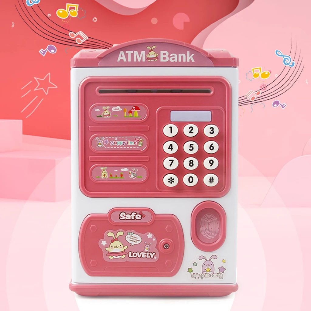 Electric Fingerprint Piggy Bank Auto Scroll Cash Money Coin Saving Safe Box