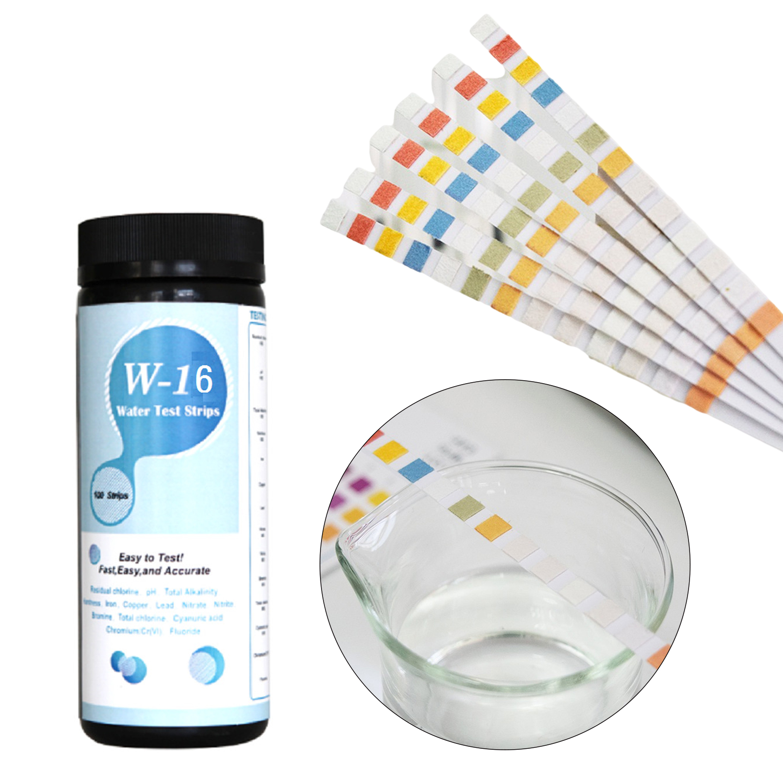 50 Strips 14 in 1 Test Strips Swimming Pool Spa Reagent Strips for Water pH Chlorine Alkalinity Bromine Hardness Tools