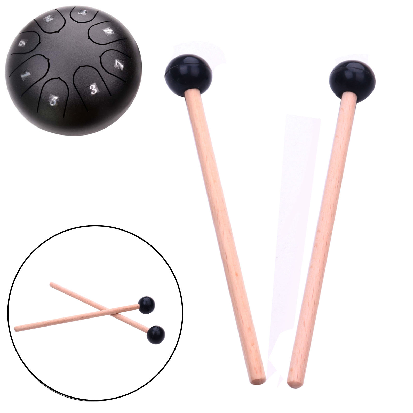 2x Professional Solid Wood Drumstick Rubber Head Marimba Mallets Accessories