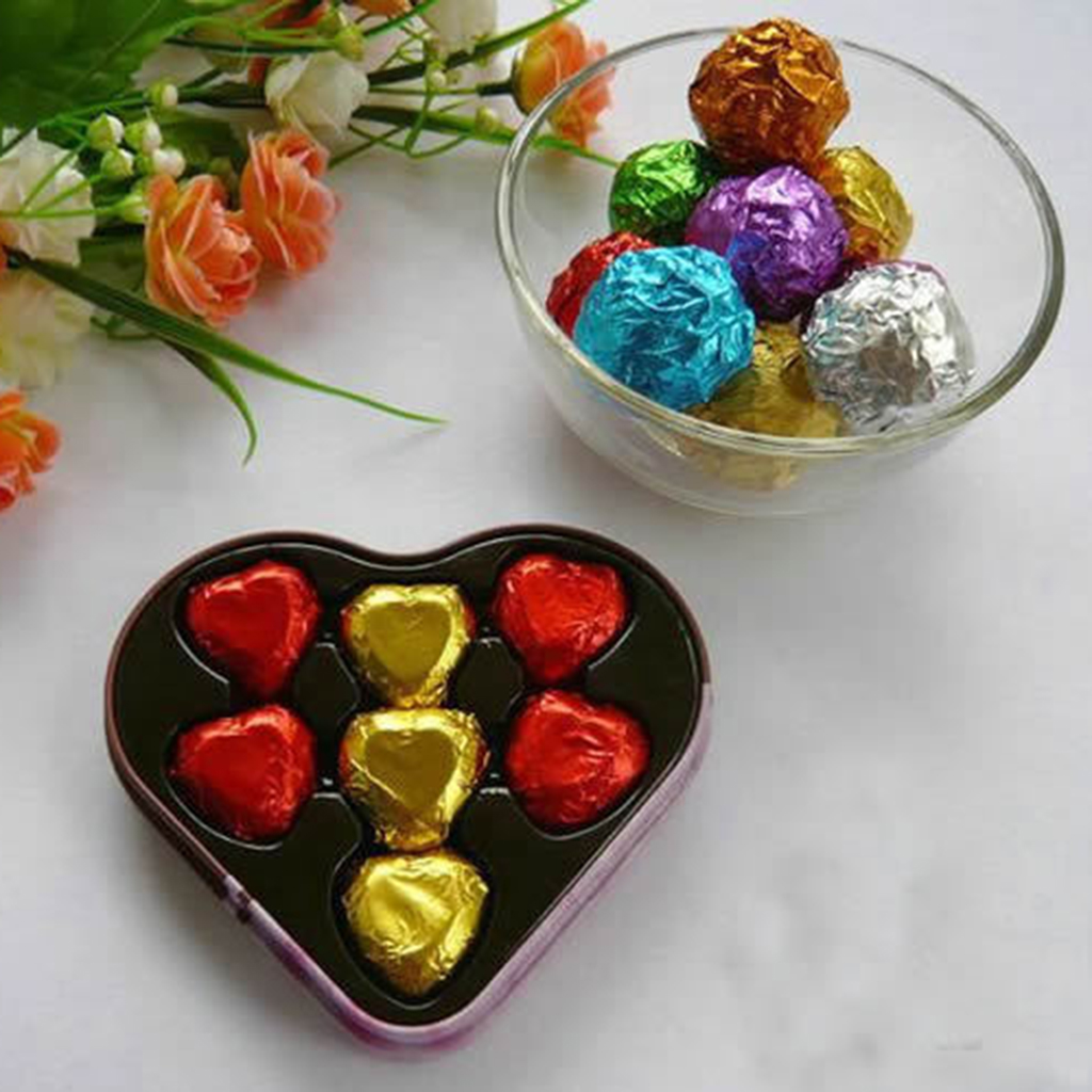 100x Aluminium Foil Christmas Candy Wrappers Chocolate Wrappers for Christmas DIY Candies and Chocolate Packaging