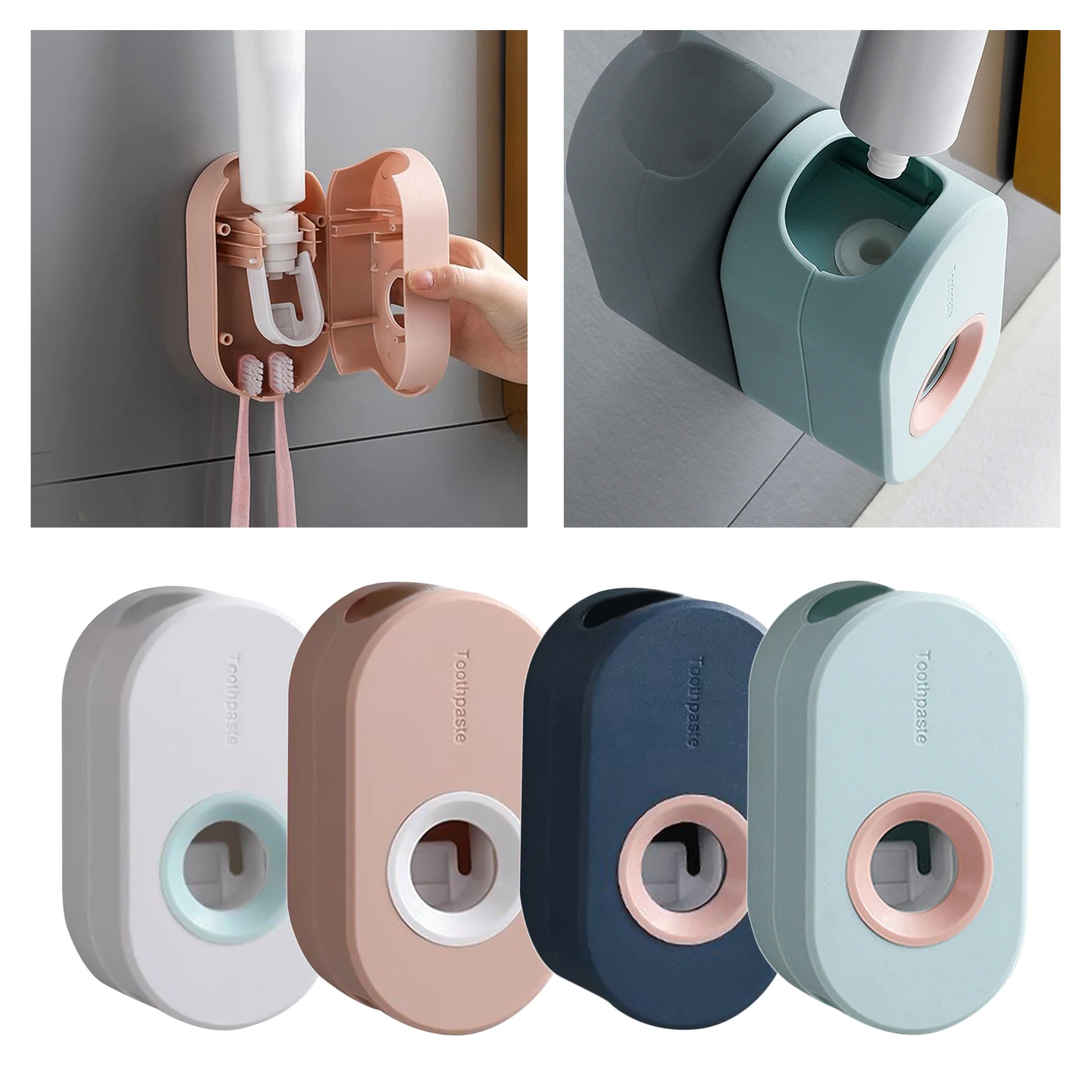 Automatic Toothpaste Dispenser Toothbrush Holder Wall Mounted Stand Squeezer 