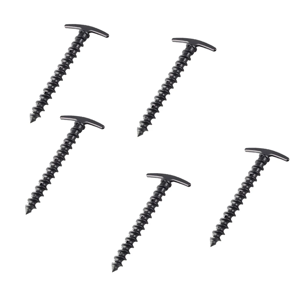 MagiDeal 5Pcs Endurable Outdoor Ultralight Camping Tent Stakes Pegs Pins Plastic Nylon Screw Spiral Nails Awning Trip Kit Black