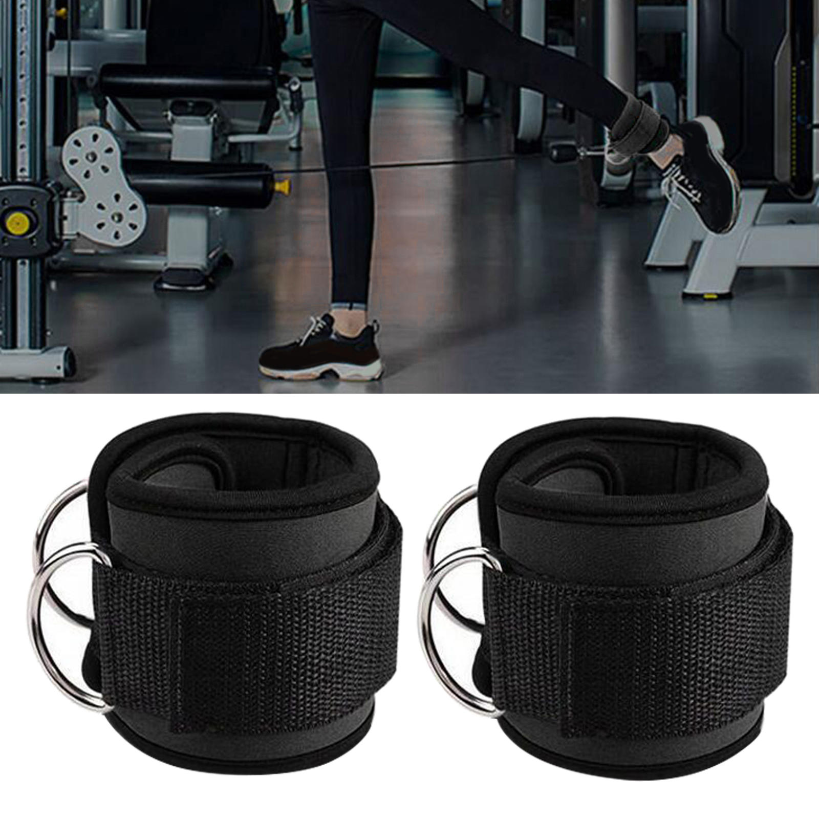 2Pcs Ankle Anchor Strap Exercise Attachments Double D Rings Resistance Band for Women Men
