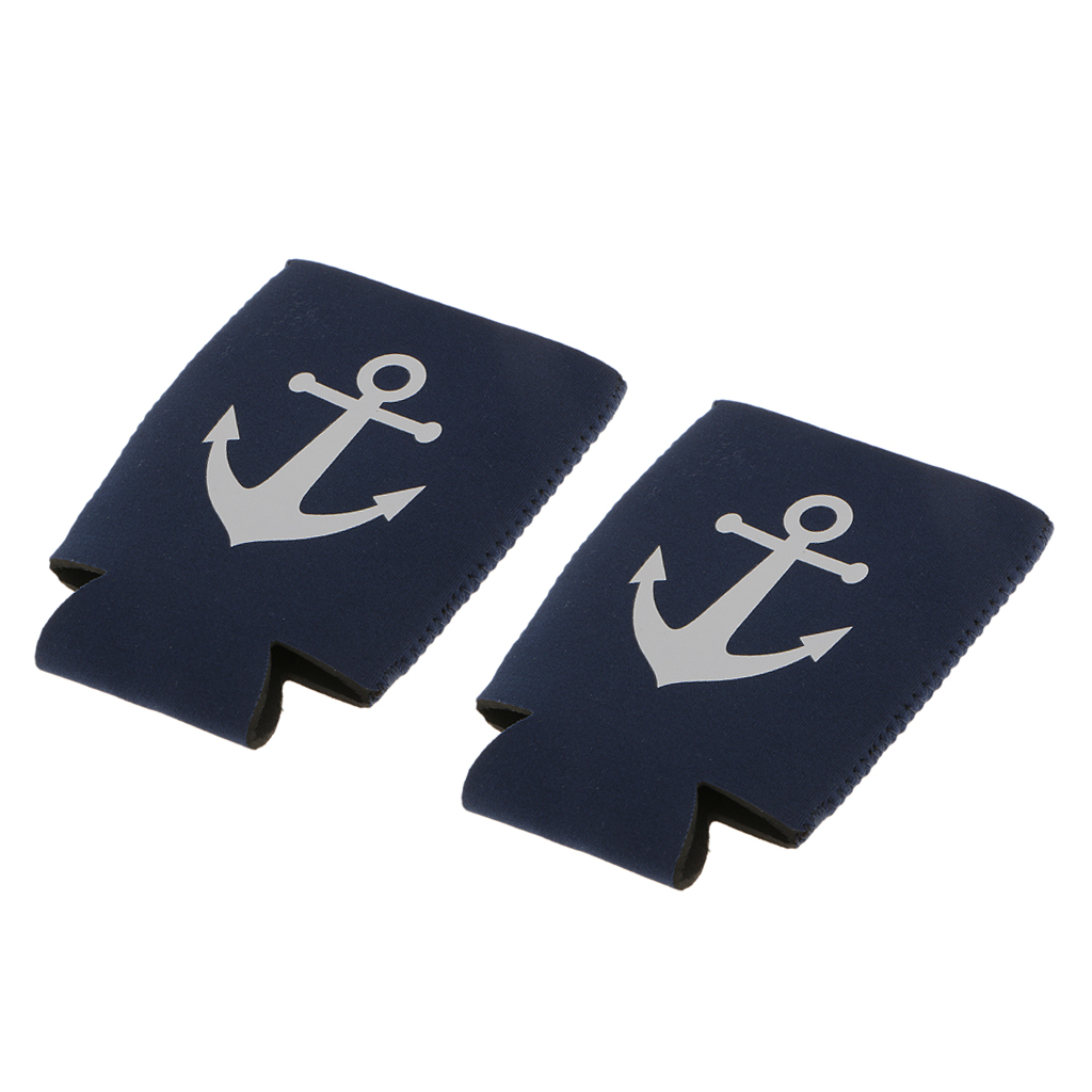 Pack of 2 Neoprene Nautical Anchor Stubby Soda Beer Can Chilling Holder Wrap Sleeve for hen stag party nautical theme party