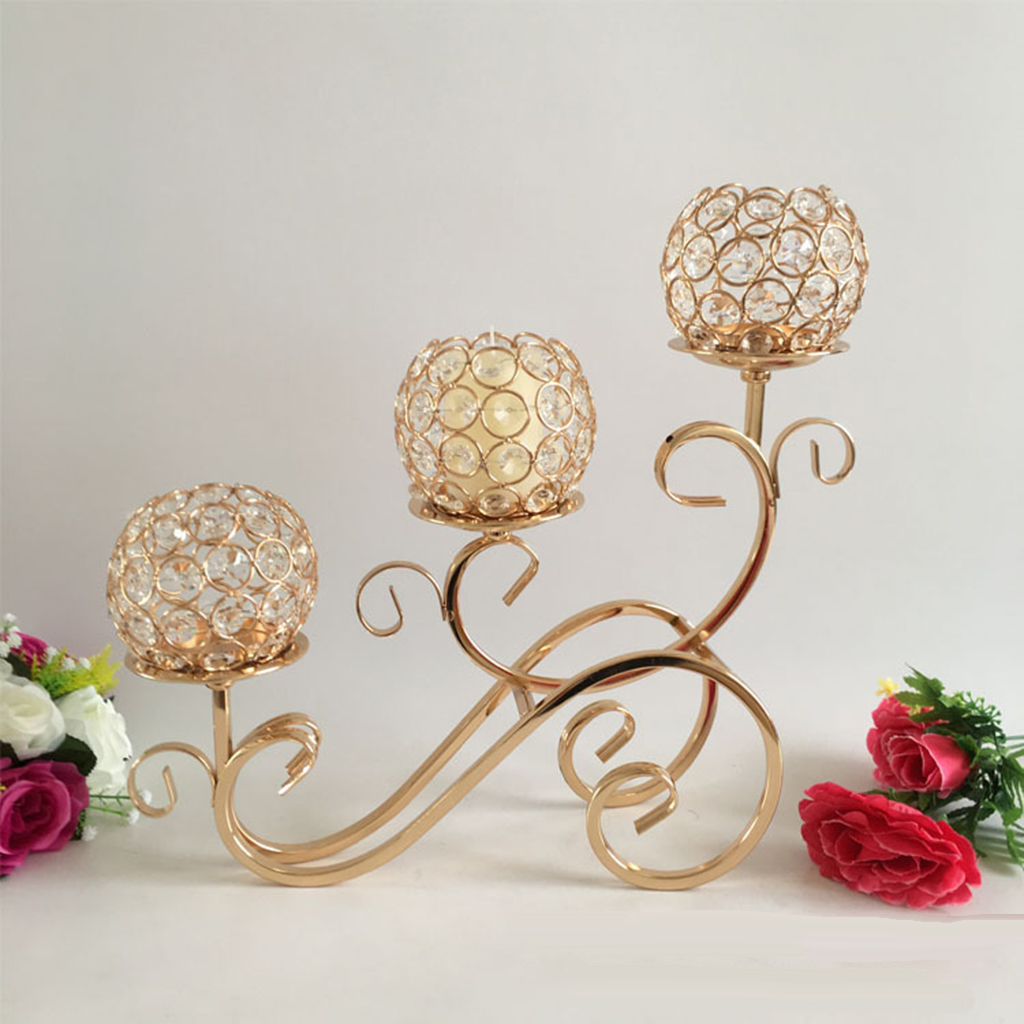 Crystal Candle Holder Decorative Sparking Globe Candelabra Wedding Centerpiece Tabletop Desk Tealight Stand Candle Stick
