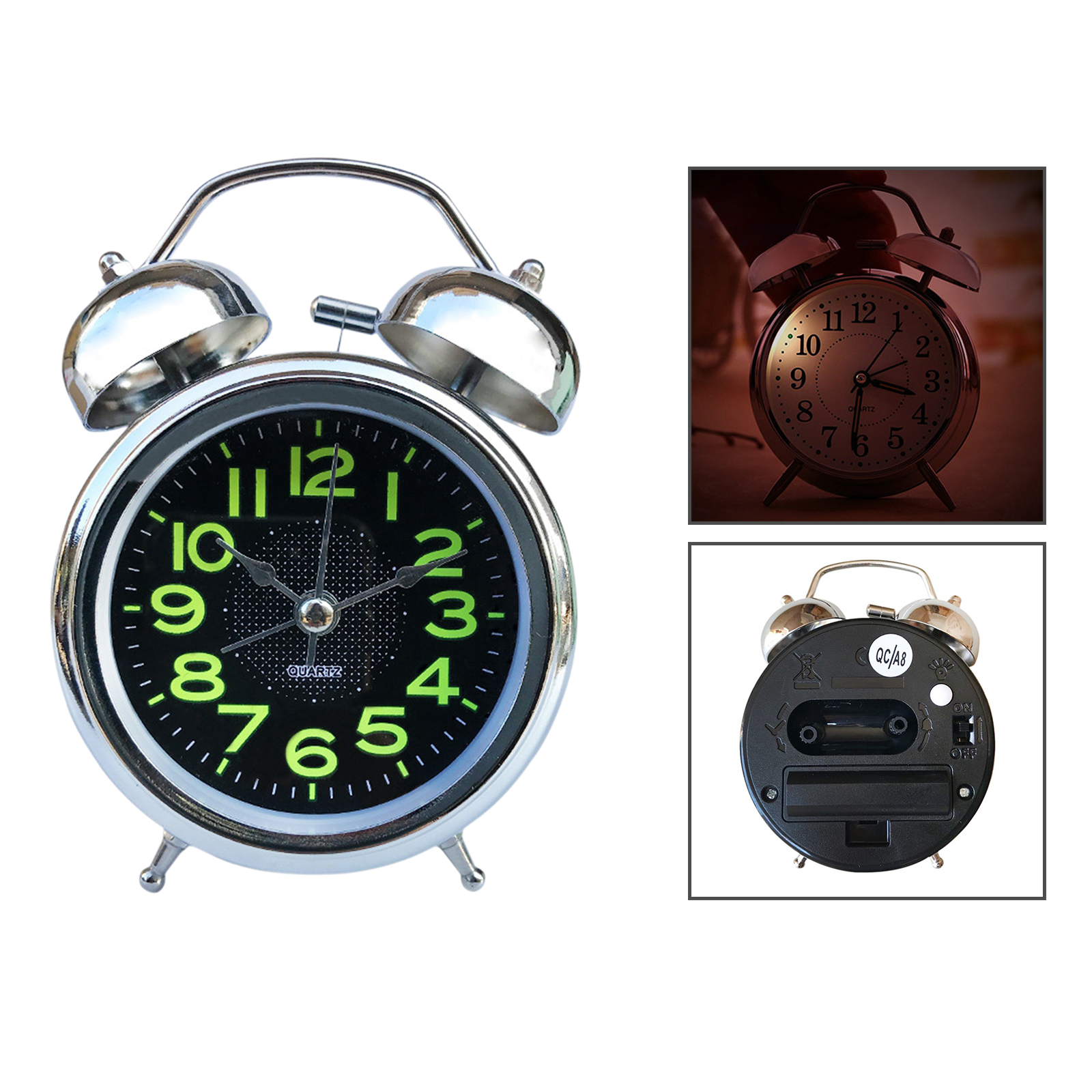 Analog Alarm Clock Vintage Retro Classic Night Light Extra Loud
