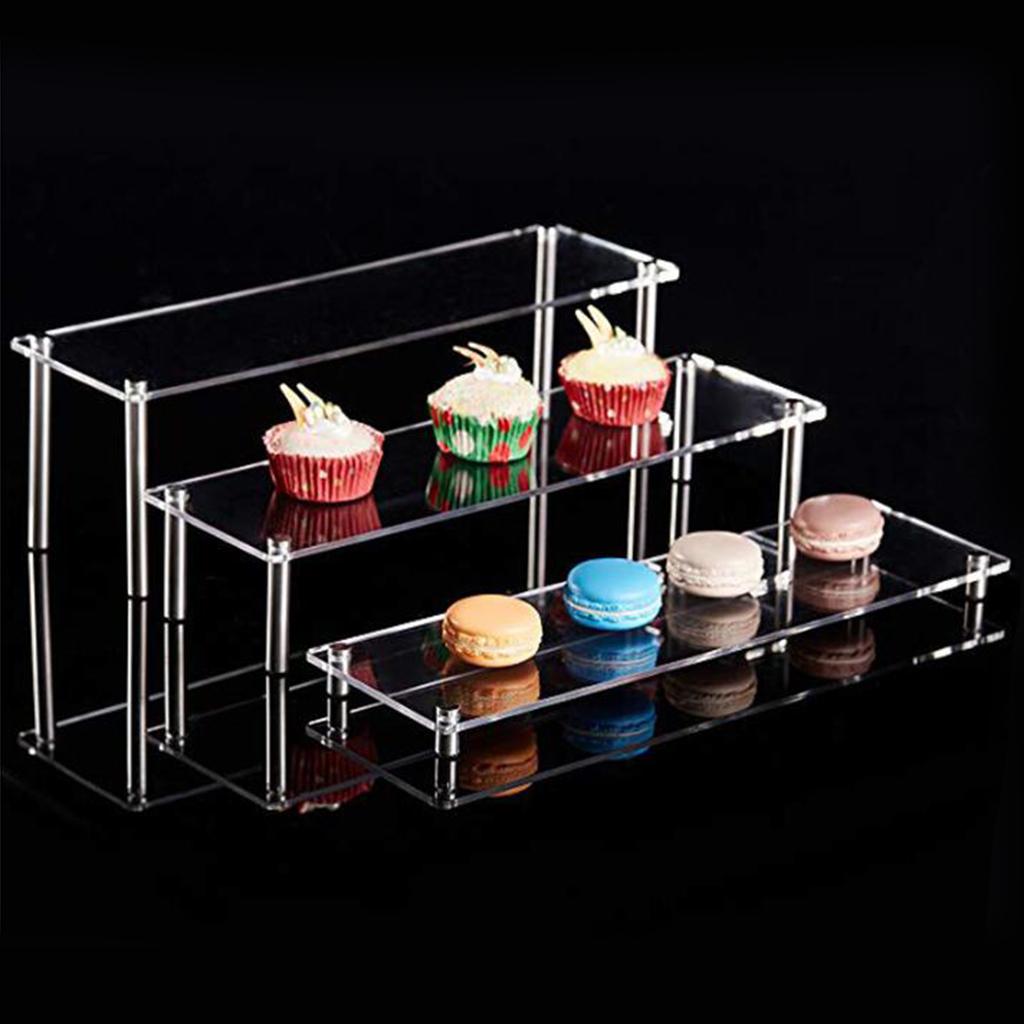 Clear Display Stand Support Holder Stand Organizer Bracket Display Base 3x Ladder for Doll Cupcakes Hobby Desserts Collectibles
