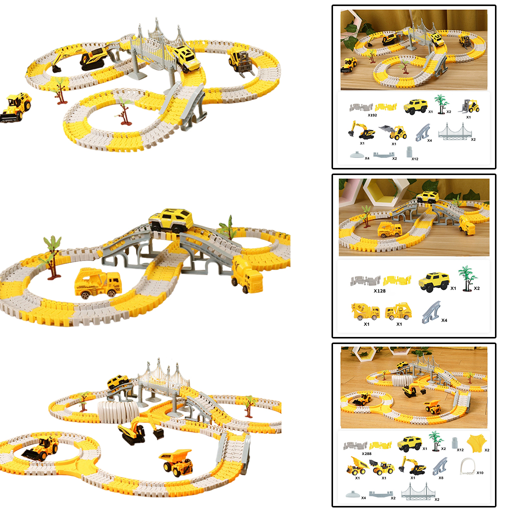 Assembly Bendable Race Track Toys Pull Back Construction Cars Playset