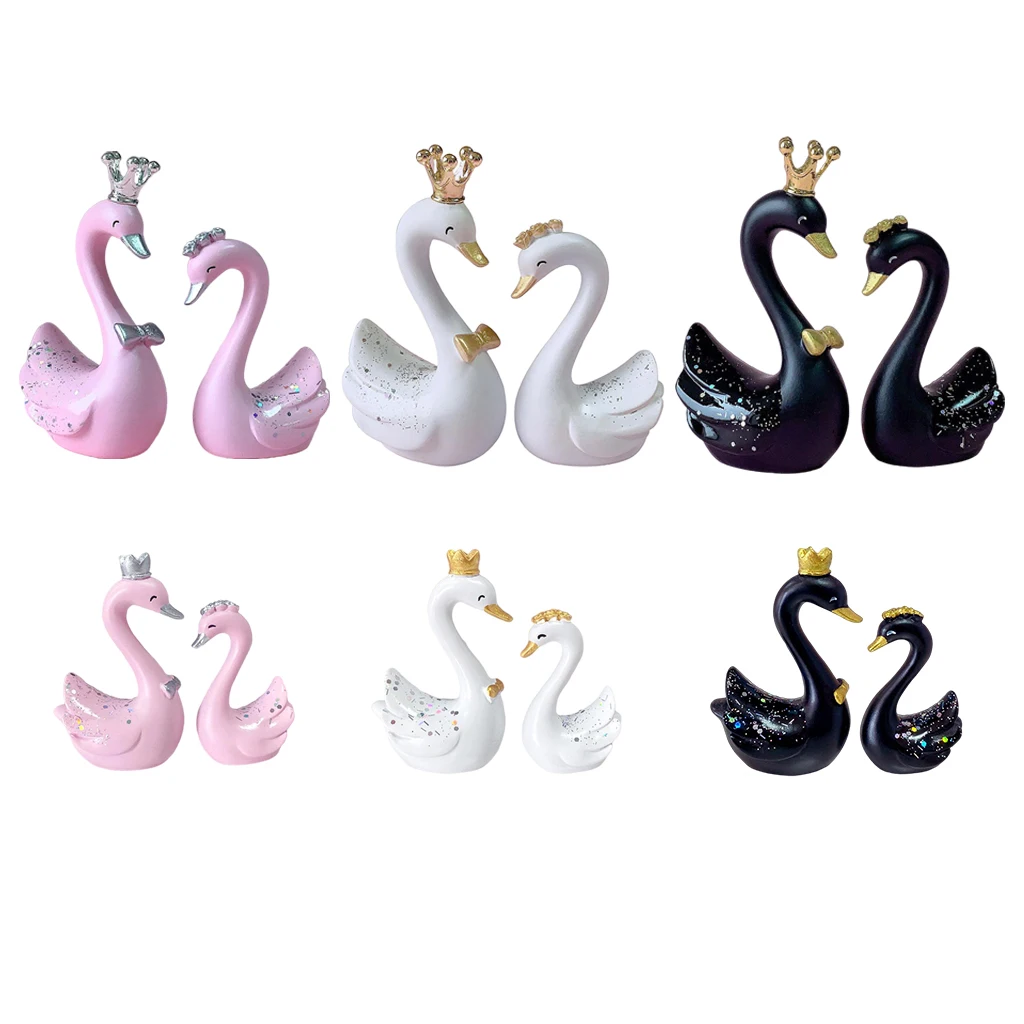 Nordic Style Resin Swan Statue Artwork Ornament Figurines Sculpture Cake Toppers for Wedding Party Decor Baking Supplies Gifts