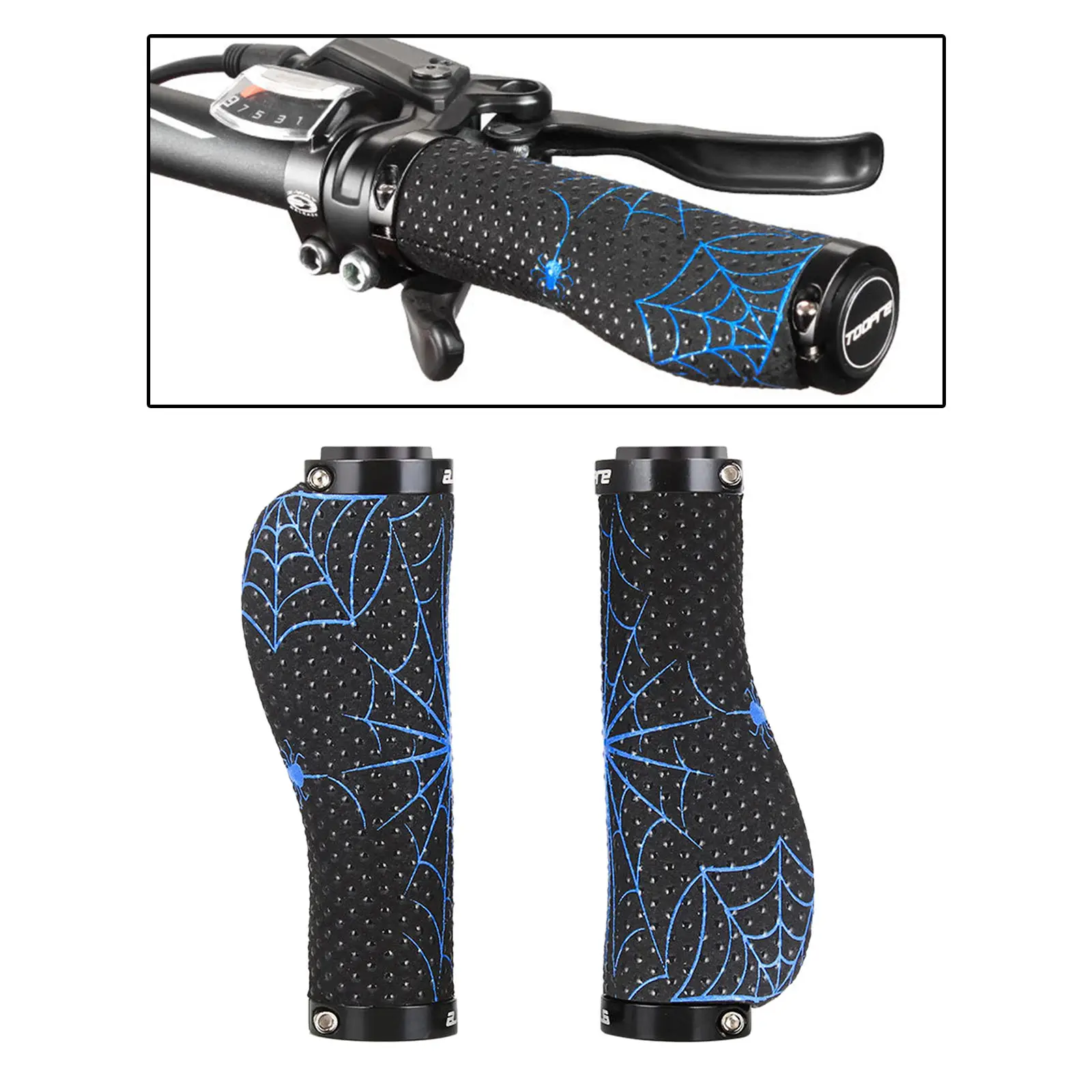 Handlebar Grips, Universal Bike Grips 22.2mm, Non Slip Mountain Bike Grips with Aluminium Lock, MTB Grips fits BMX MTB Bicycle