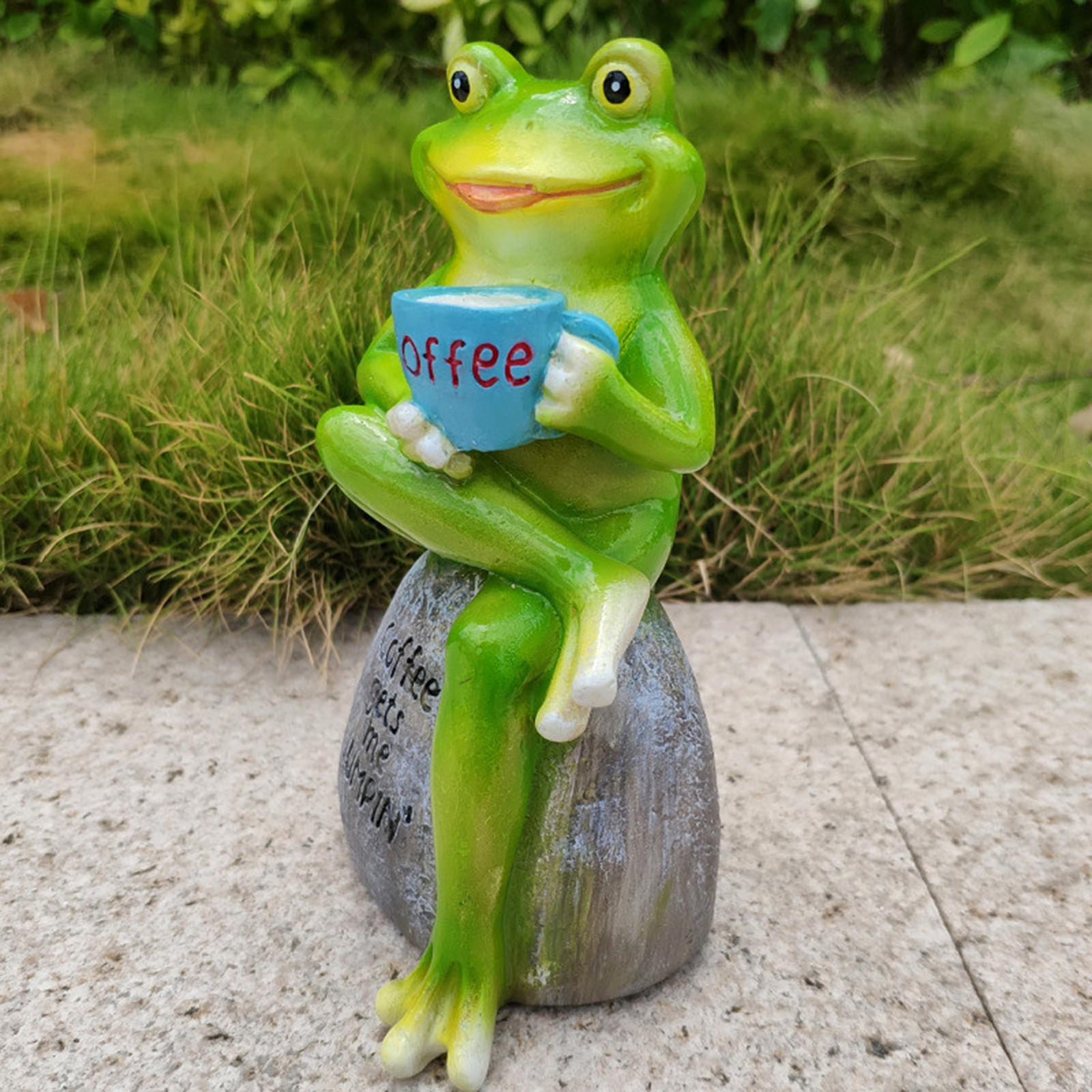 Green Frogs Figurines Handpainted Sculpture Artwork Table Top Ornaments Gift