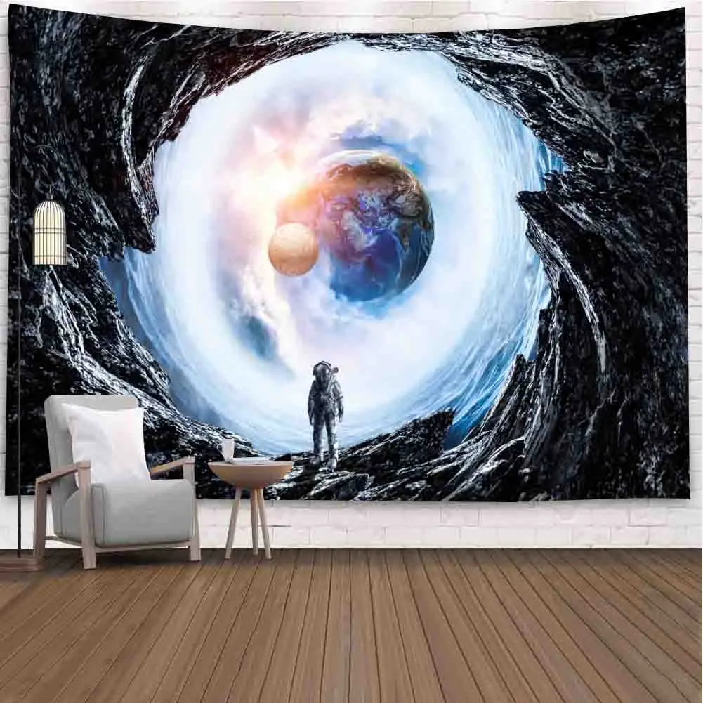 Space Earth Wandteppich Kunst Wandbehang Tisch Bettdecke Wohnkultur 