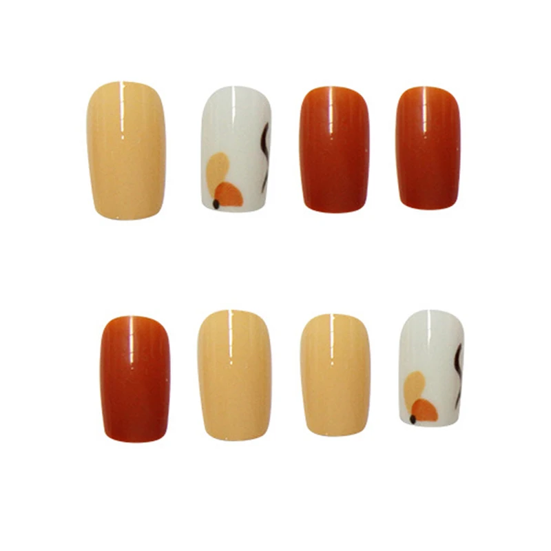 24個オレンジ落書き着用段落ファッションマニキュアパッチ偽爪時間を節約ウェアラブルネイルパッチWH998 - AliExpress 美容  健康