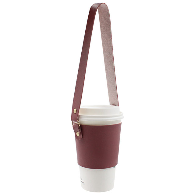 Leather Coffee Cup Holder Strap  Coffee Cup Sleeve Holder - Water Bottle &  Cup Accessories - Aliexpress