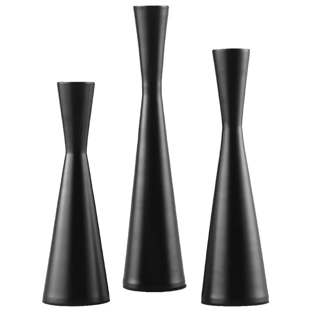 Modern Decorative Candle Holders Matte Black Candle Stick Holder for Dinning Mantel Black Table ZYLLZY Set of 3 Candlestick Holders for Taper Candles Wedding Housewarming Gift