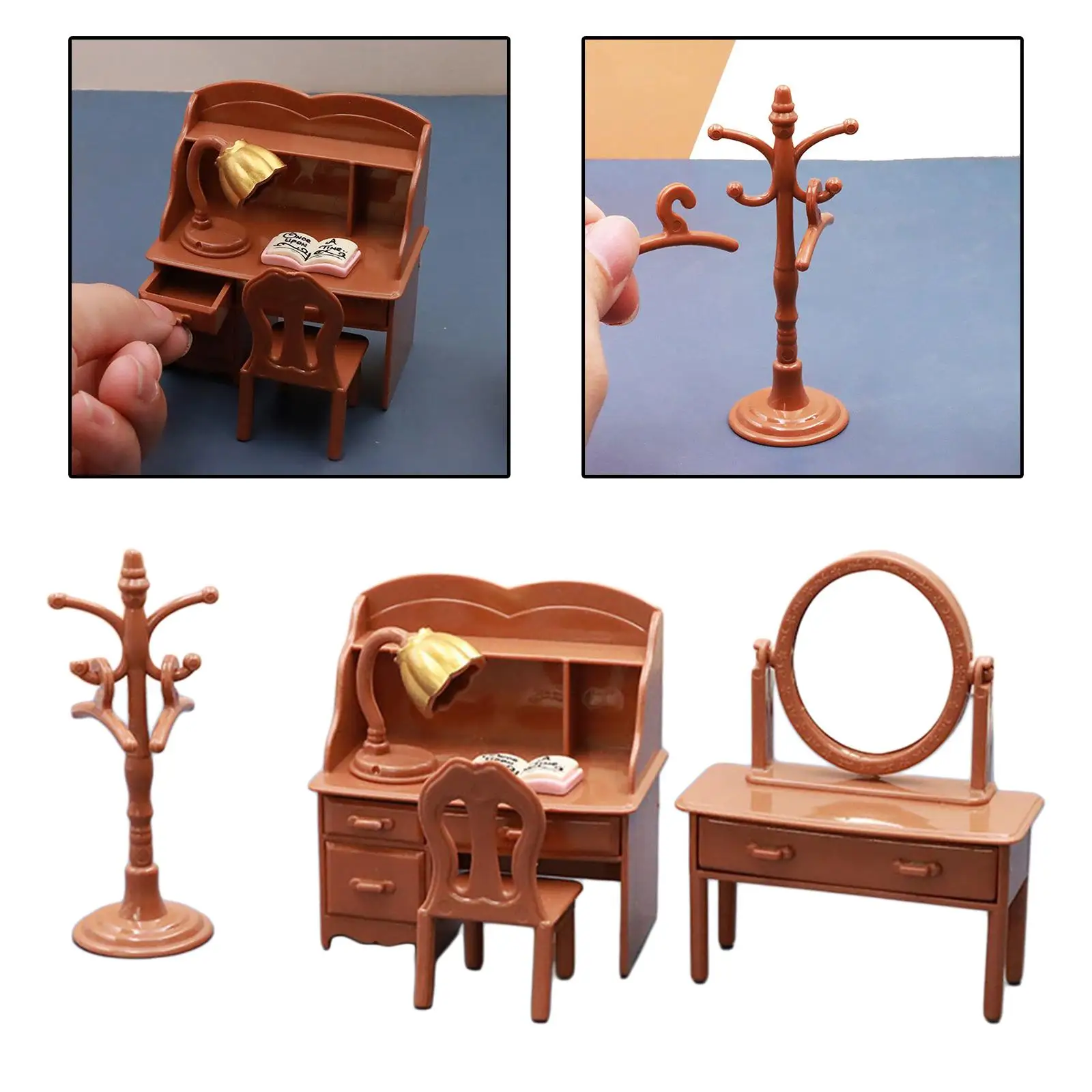 Realistic Dollhouse Furnitures Set, Similation Model 1/12 Kids Preten Toys Vertical Hanger for Dollhouse Role Paly Decoration