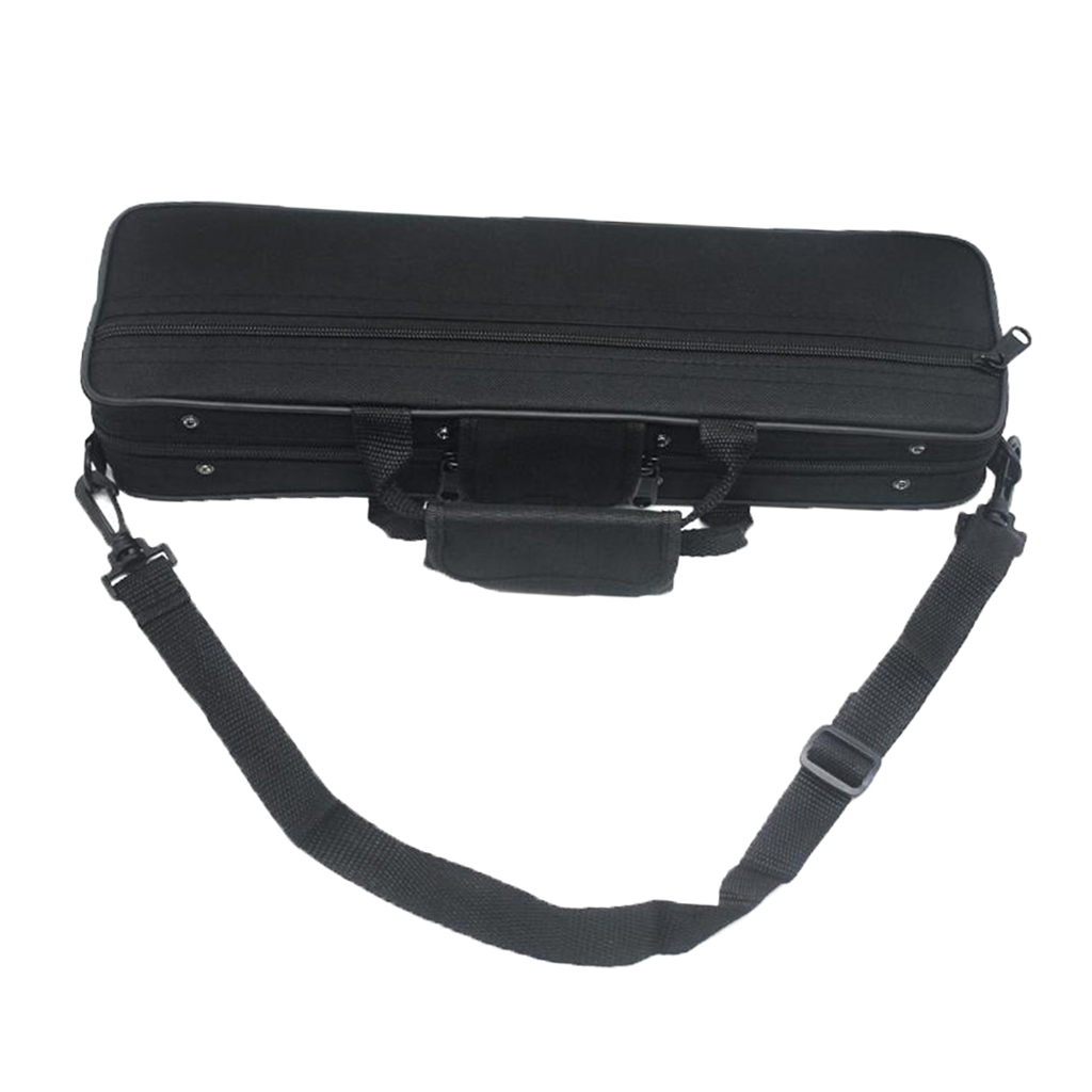 Portable Lightweight 16 Holes Flute Case Storage Bag Black Velvet Lining