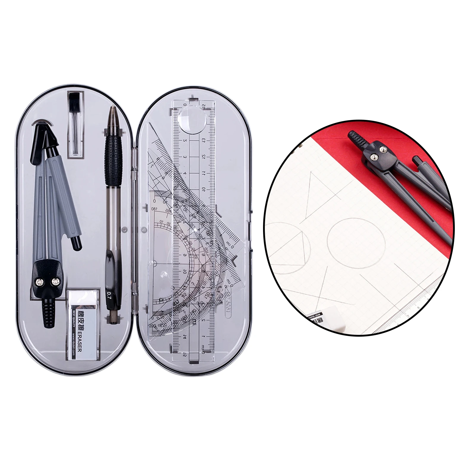 School Teacher Storage Box for Student Protractor Drawing Protractor and Compass Set Compass Maths Set Includes Triangle Rulers 5 Pcs Math Geometry Set 