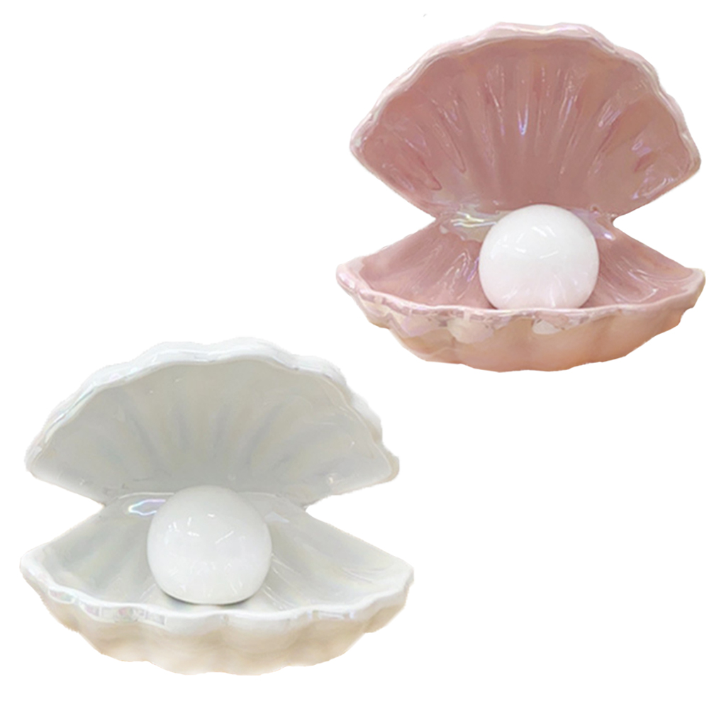 Ceramic Night Light Desktop Decoration Shell LED Light Jewelry Storage Organizer Bedside Lamp Decorations for Kids Girls Room