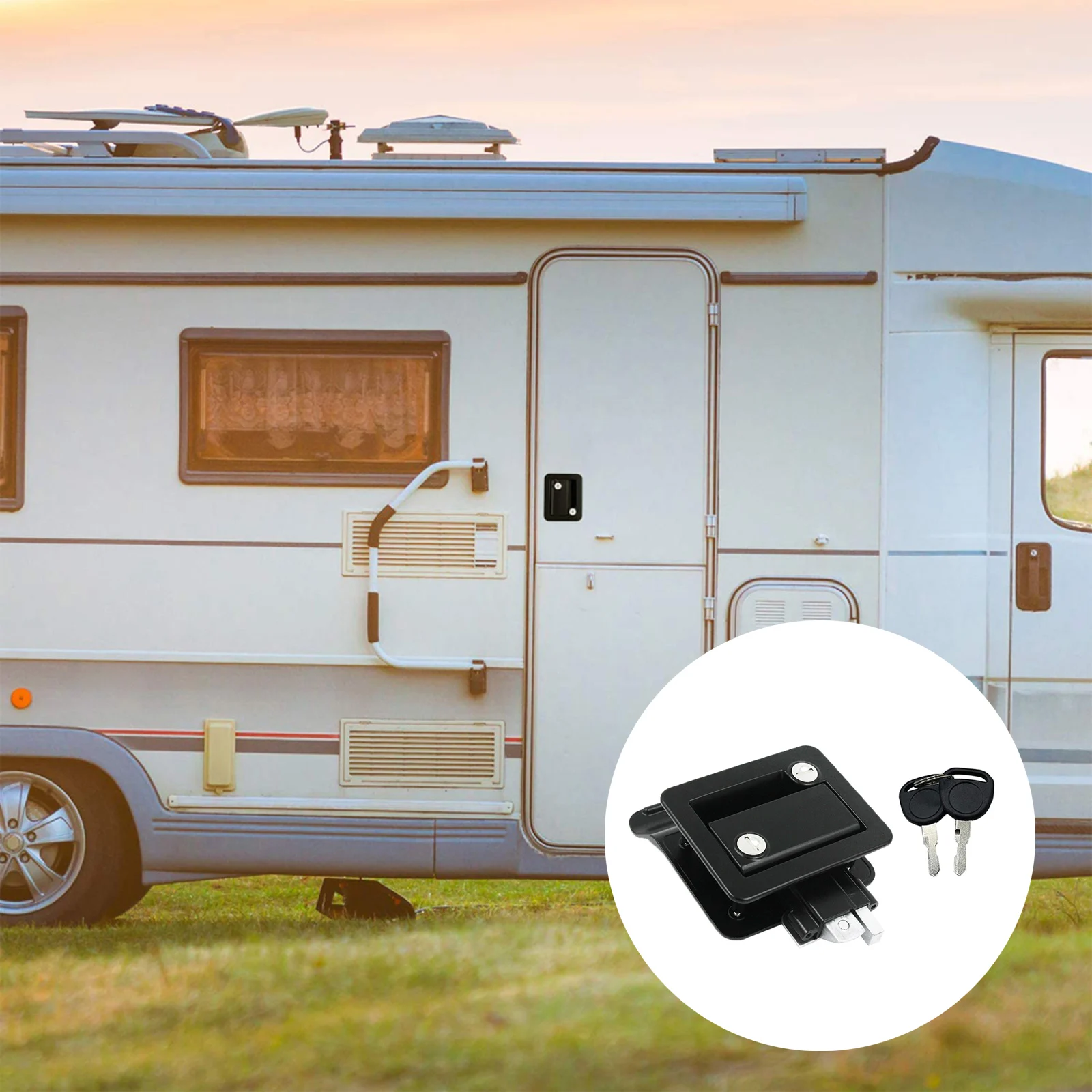 Zinc Alloy Camper RV Door Latch Locks Kit for Travel Trailers, Universal Fit