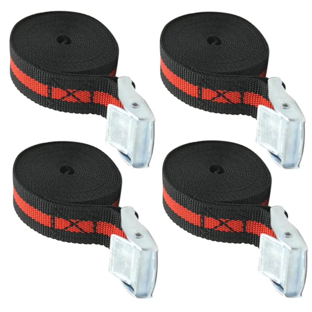 4 Pieces Cam Buckle Tie Down Straps Strong Nylon Luggage Cargo Load Lashing Belt