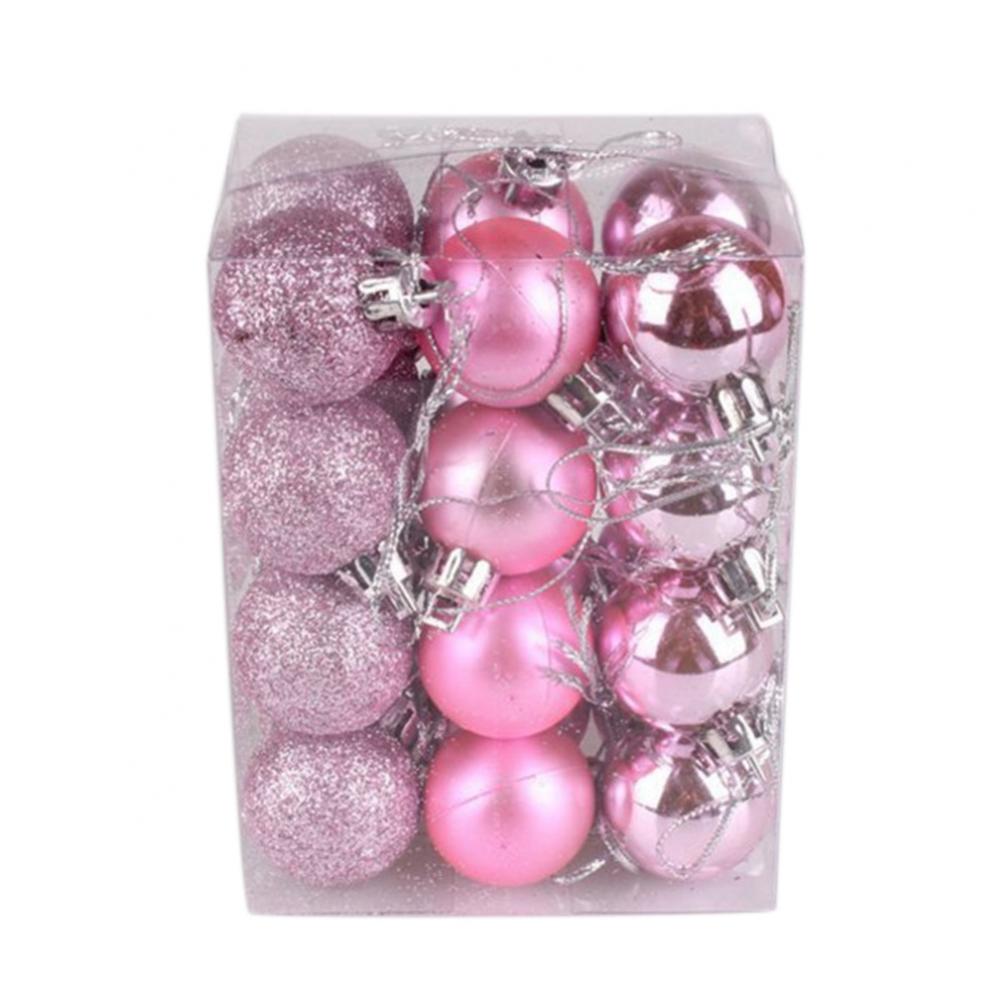 BOULE DE NOEL,RoseBoules de décoration'arbre de noël 3cm, 24 pièces