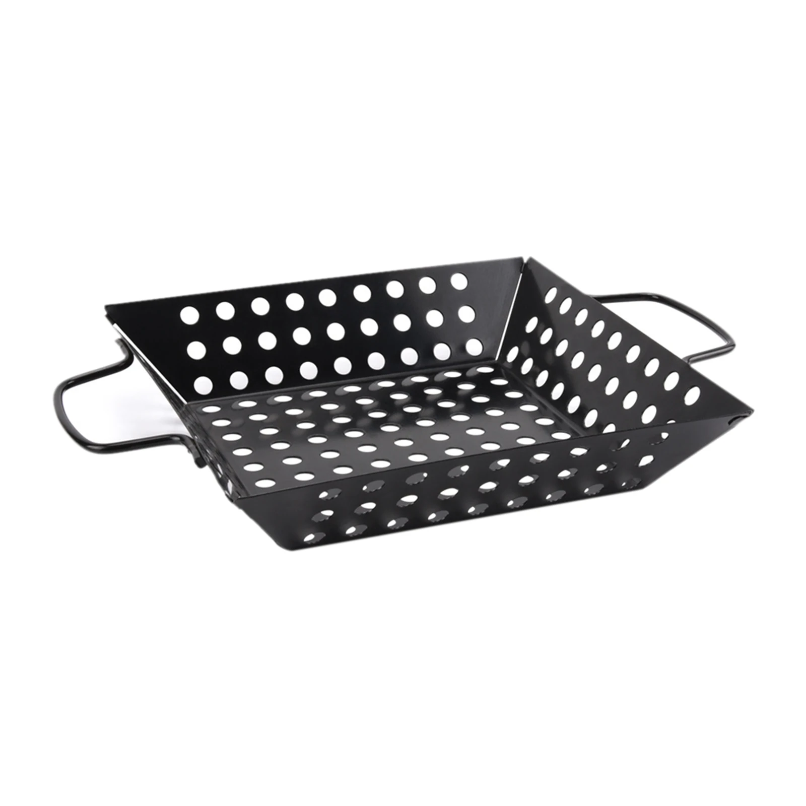 Non Stick Carbon Steel BBQ Vegetable Grill Square Grilling Basket Pan Outdoor Barbecue Utensils Grilling Tray for Meat Seafood